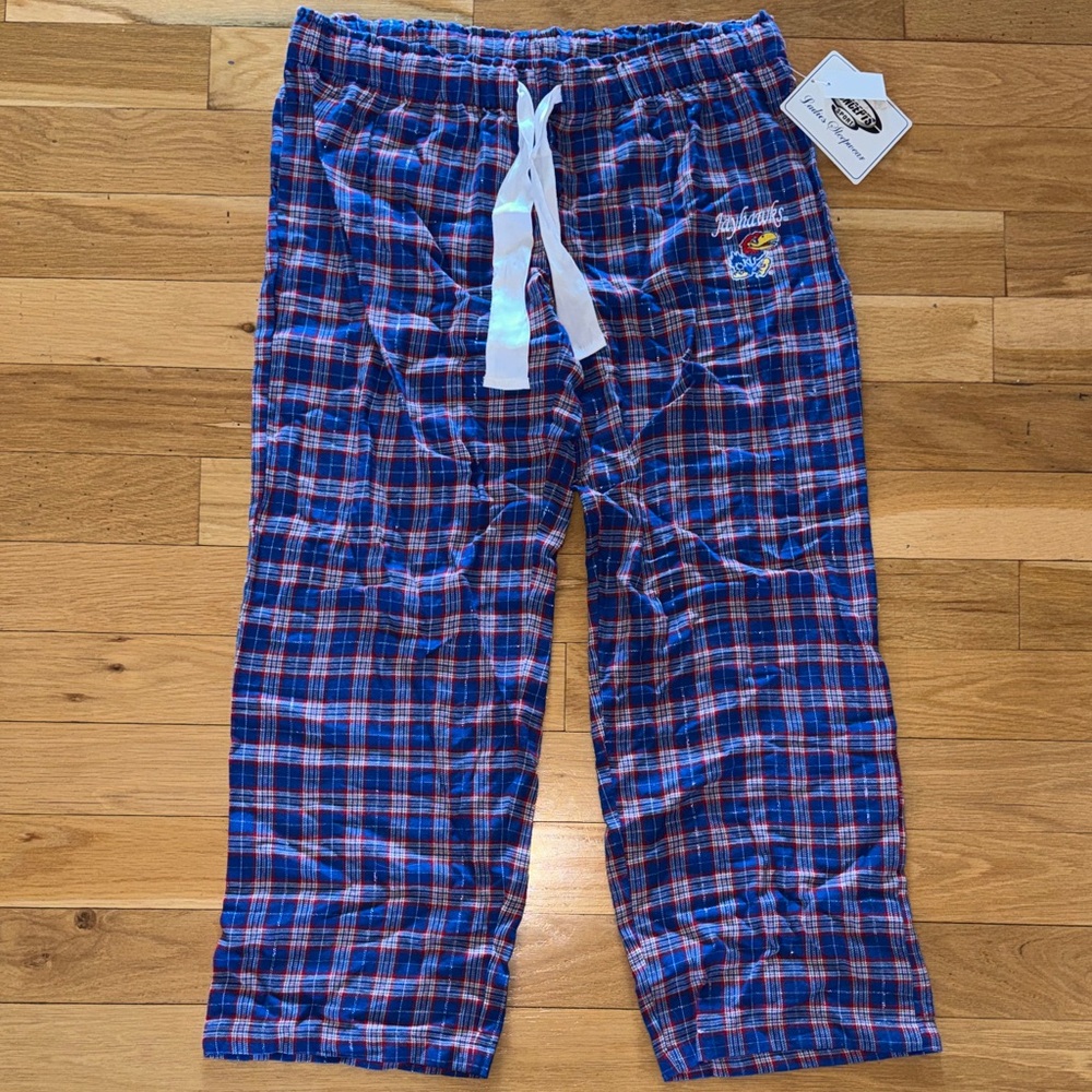Plaid Kansas Jayhawks Pajama Pants XL